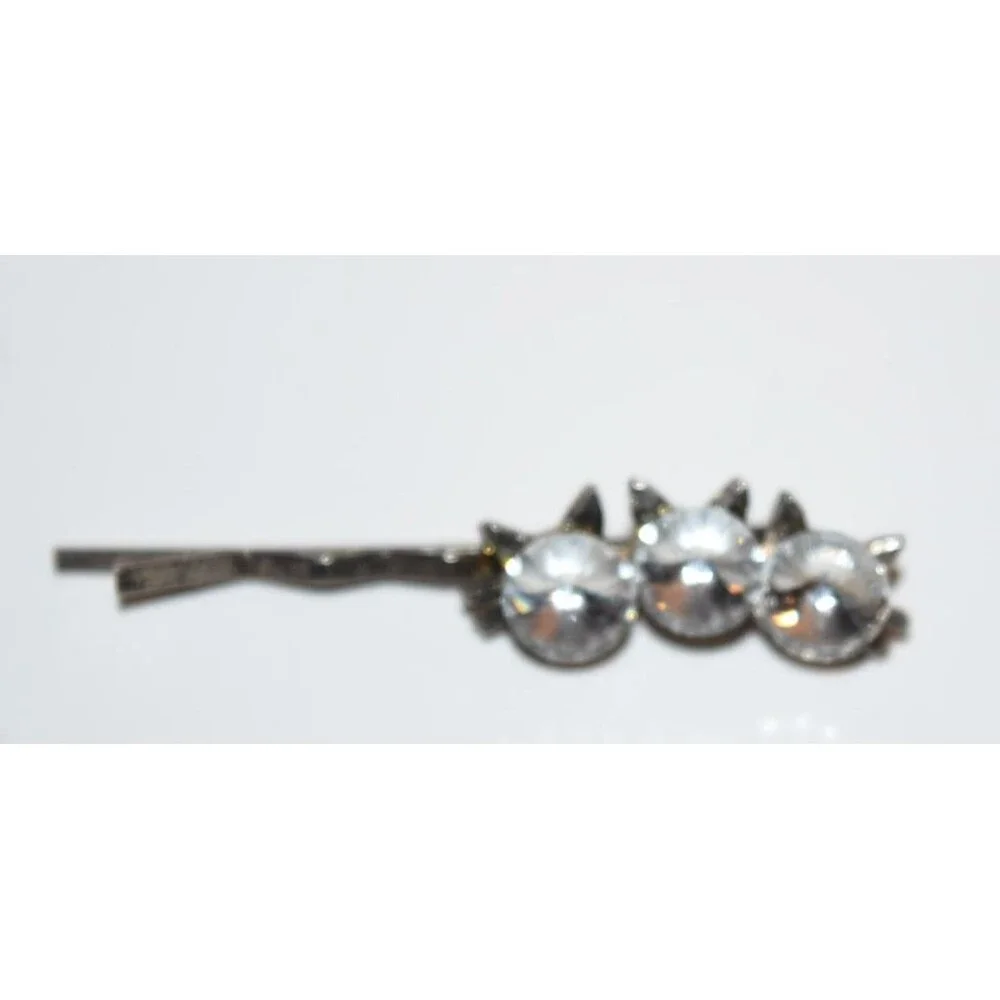 Vtg lot Floral Flower Ceramic Bobby Pin Hair Pins beads rhinestones cats 9pc